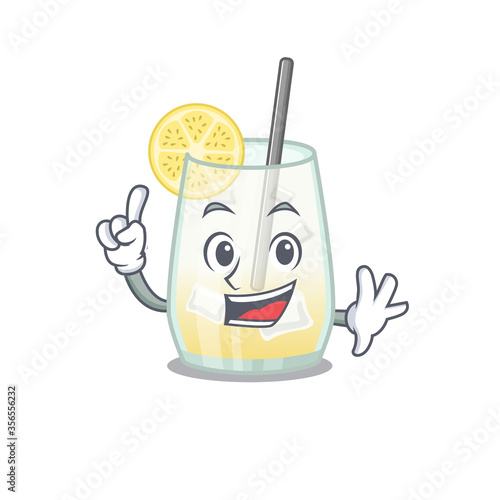 Tom collins cocktail caricature design style with one finger gesture