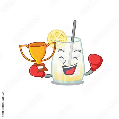 An elegant boxing winner of tom collins cocktail caricature design concept