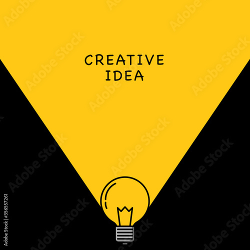 Creative idea thinking outstanding, inspiration, brainstorm, innovation, solution and imagination development. Light bulb with lighting shine icon sign meaning solve the problem. Vector illustration