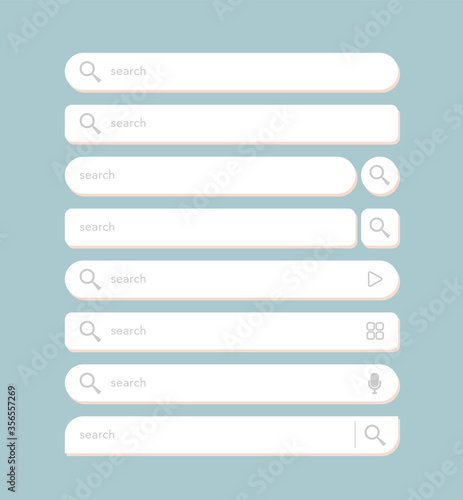 Search bar design for website or webpage user interface (UI) elements. Vector illustration