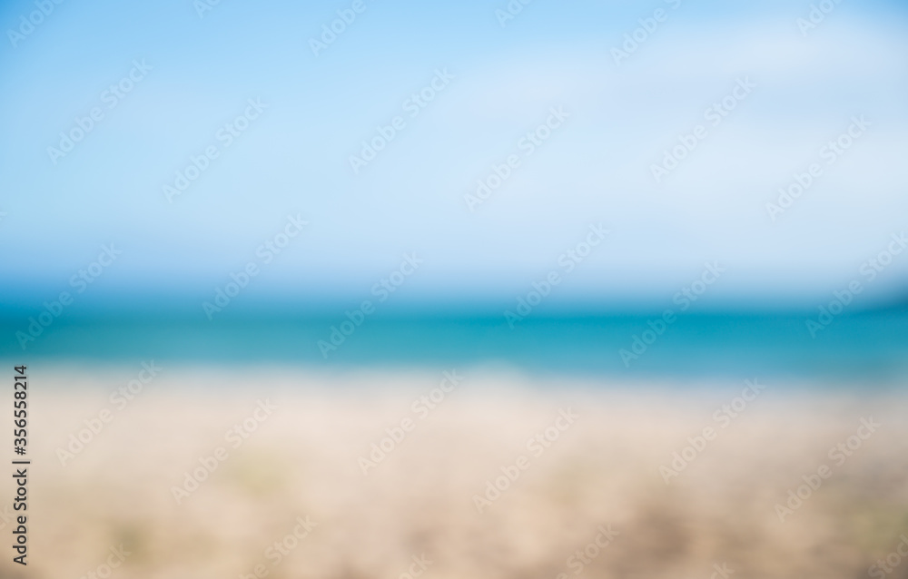 tropical beach and blue sky blur image for background.