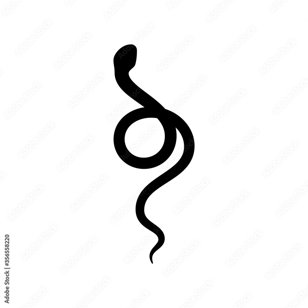 Black snake Silhouette in a simple minimalistic style. Vector isolated illustration on a white background. Black snake Silhouette in a simple minimalistic style. Vector isolated illustration on a white background.