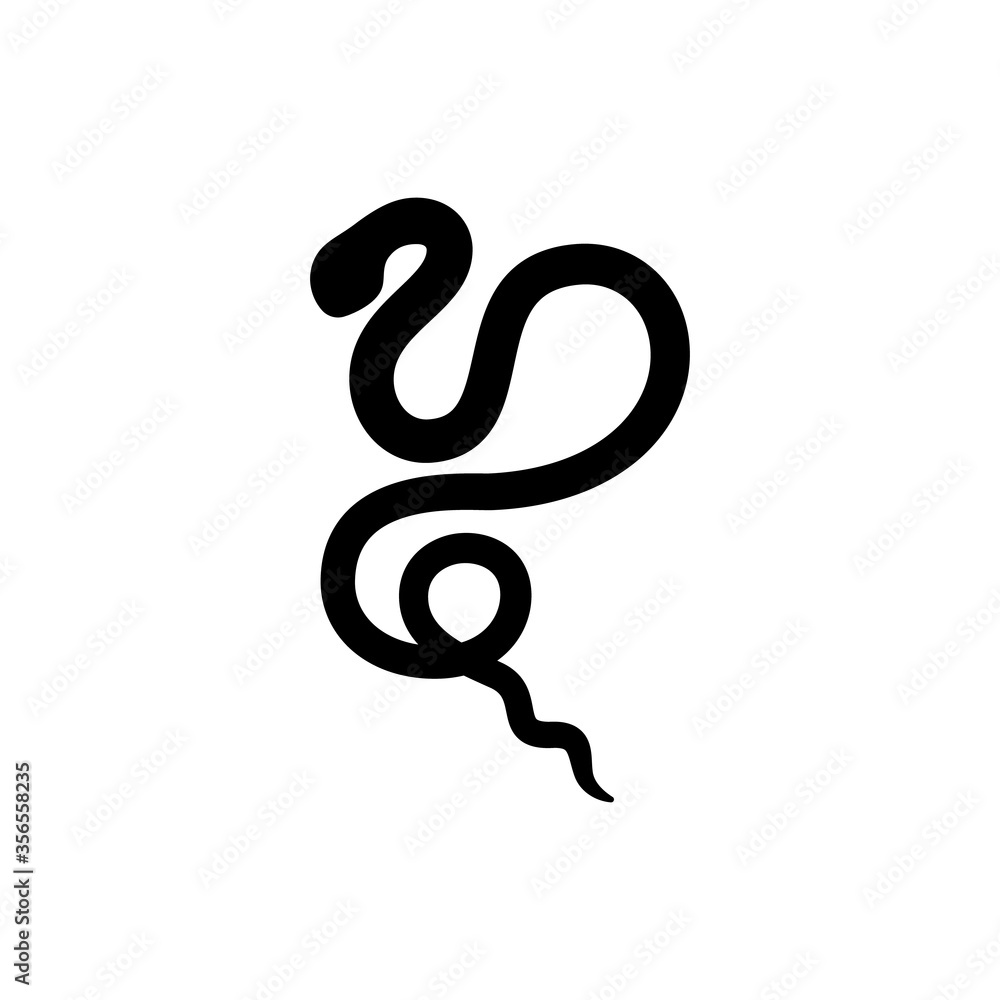 Black snake Silhouette in a simple minimalistic style. Vector isolated illustration on a white background. Black snake Silhouette in a simple minimalistic style. Vector isolated illustration on a white background.