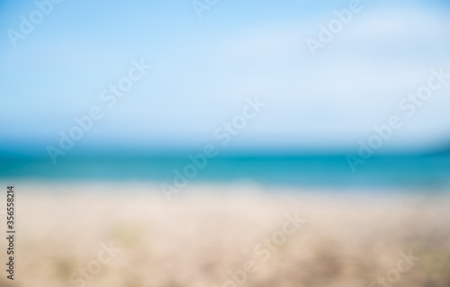 tropical beach and blue sky blur image for background.