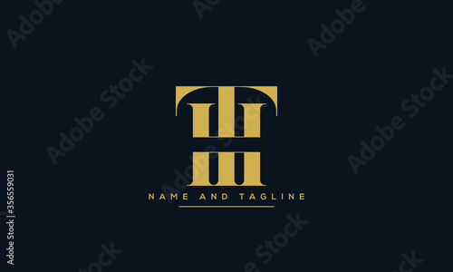alphabet letters monogram icon logo HT or TH