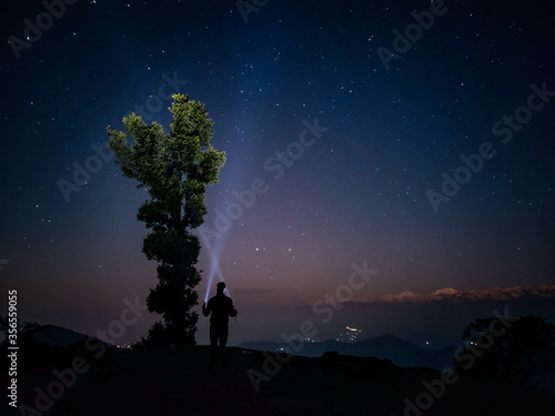 silhouette of a man and a tree