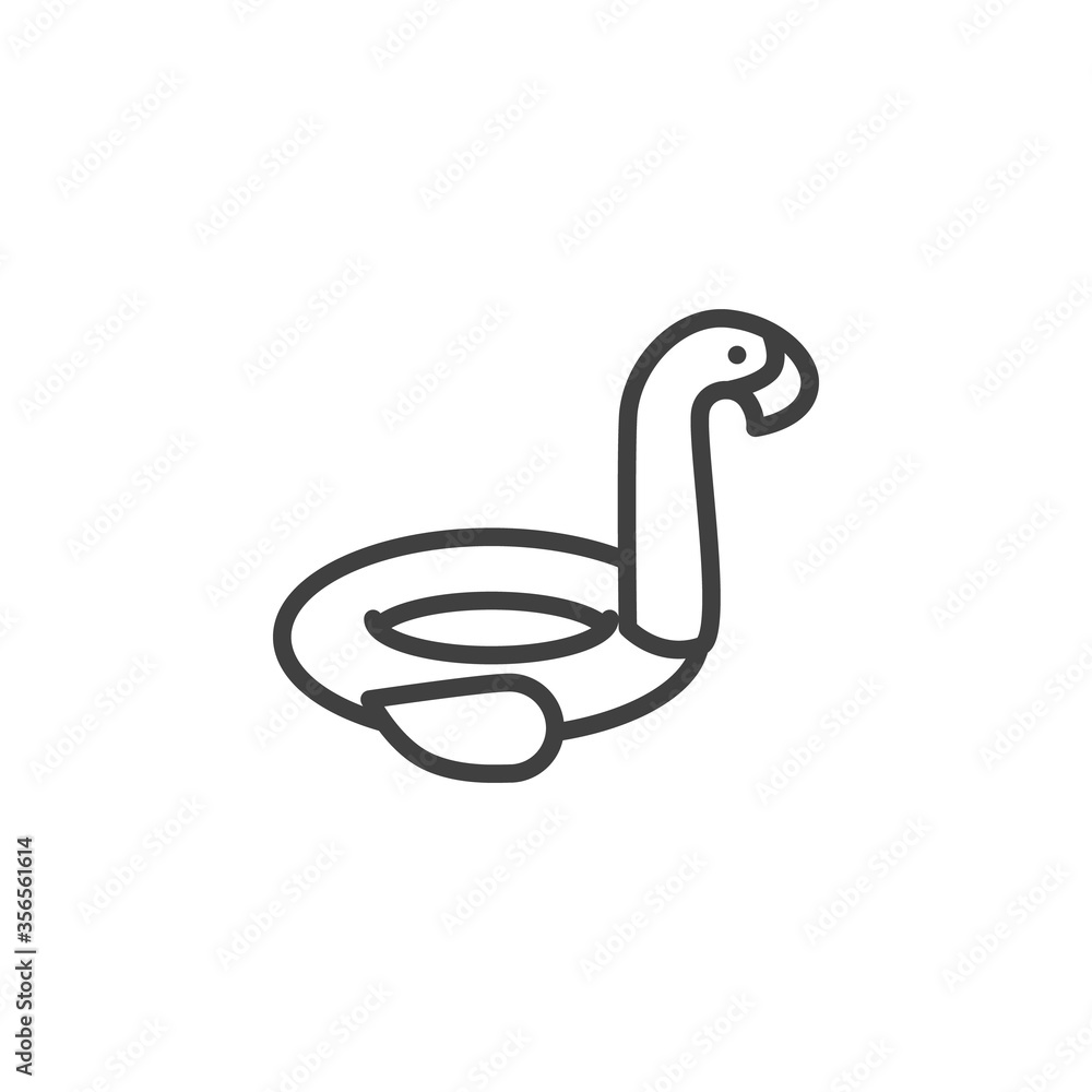 Flamingo float line icon. linear style sign for mobile concept and web design. Inflatable flamingo outline vector icon. Symbol, logo illustration. Vector graphics Flamingo float line icon. linear style sign for mobile concept and web design. Inflatable flamingo outline vector icon. Symbol, logo illustration. Vector graphics