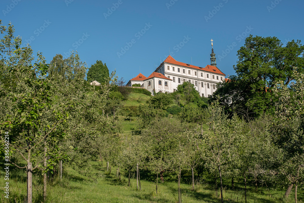 Strahov Monastery viewed from Garden in day light; Prague, Czech Republic Strahov Monastery viewed from Garden in day light; Prague, Czech Republic