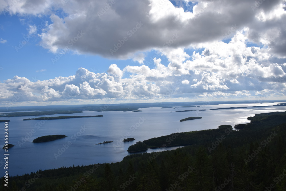 Finland, lake Pielinen with awesome view to the sea and small islands everywhere around. 