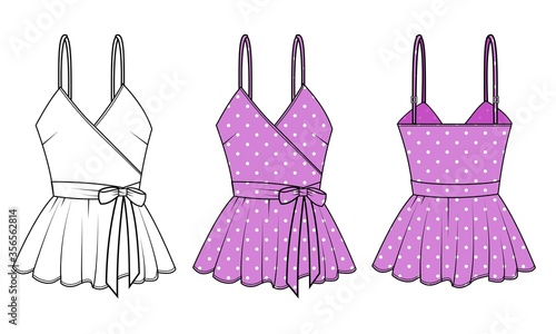 TANK TOP FASHION FLAT SKETCHES TEMPLATE 
technical drawings teck pack  front and back