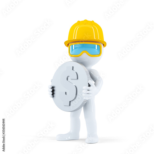 Construction worker with coin