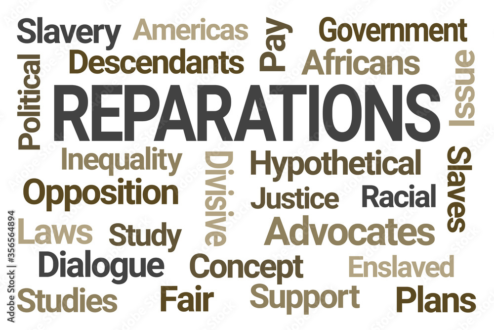 Brown Reparations Word Cloud on White Background Brown Reparations Word Cloud on White Background