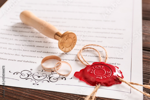 Marriage contract with wax ...