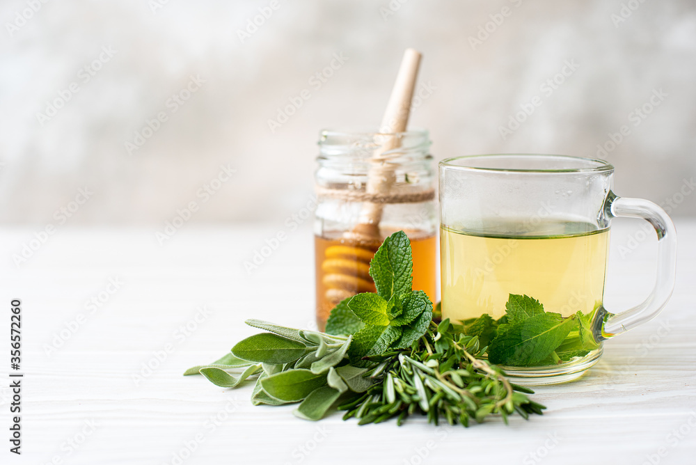 herbal tea with mint, thyme, sage herbal tea with mint, thyme, sage