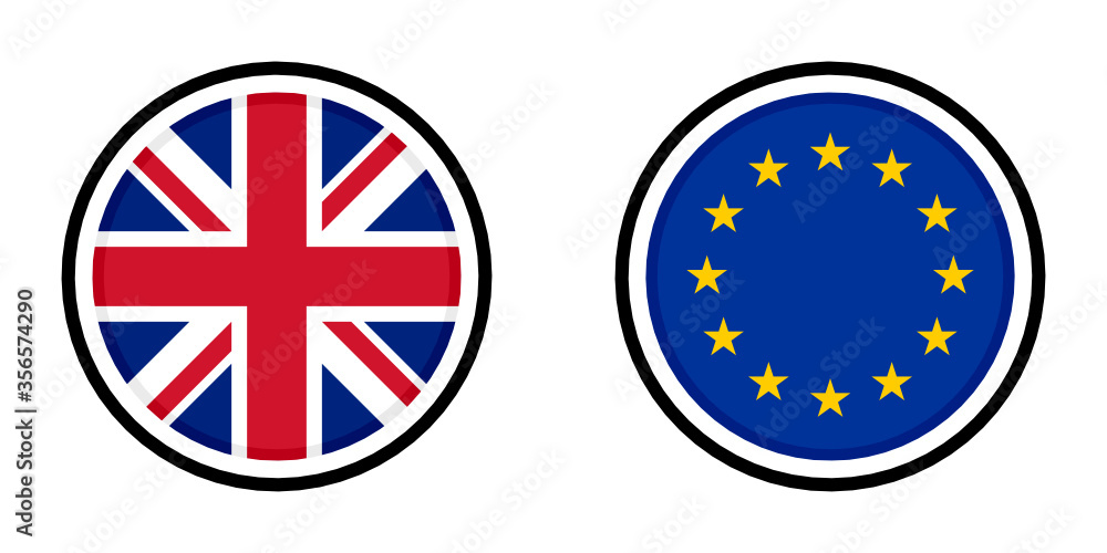 Obraz premium round icons with united kingdom and europe flags