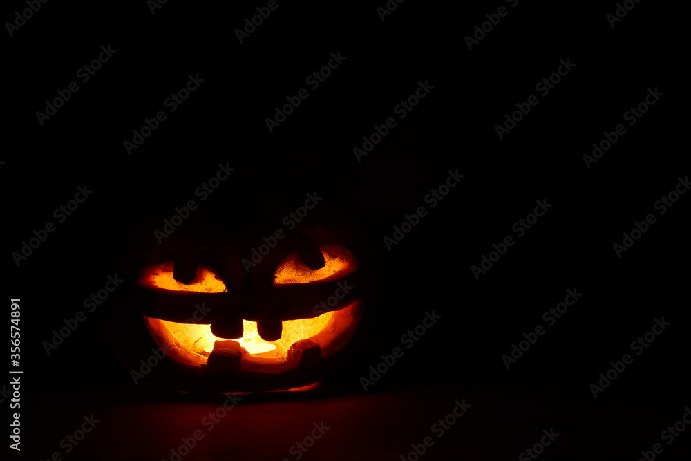 Halloween pumpkin head jack lantern in the night Halloween pumpkin head jack lantern in the night