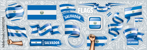 Vector set of the national flag of Salvador in various creative designs photo