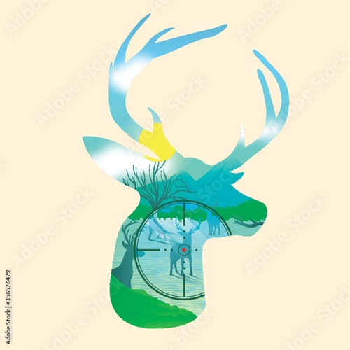 double exposure of deer and forest