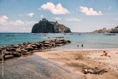 Ischia island,beach with Aragonese castle