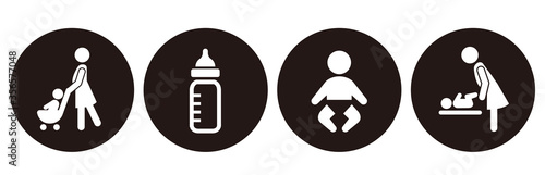 stroller icon baby push vector