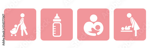 stroller icon baby push vector