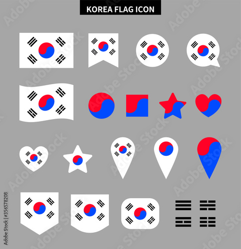 한국의 깃발 아이콘 벡터