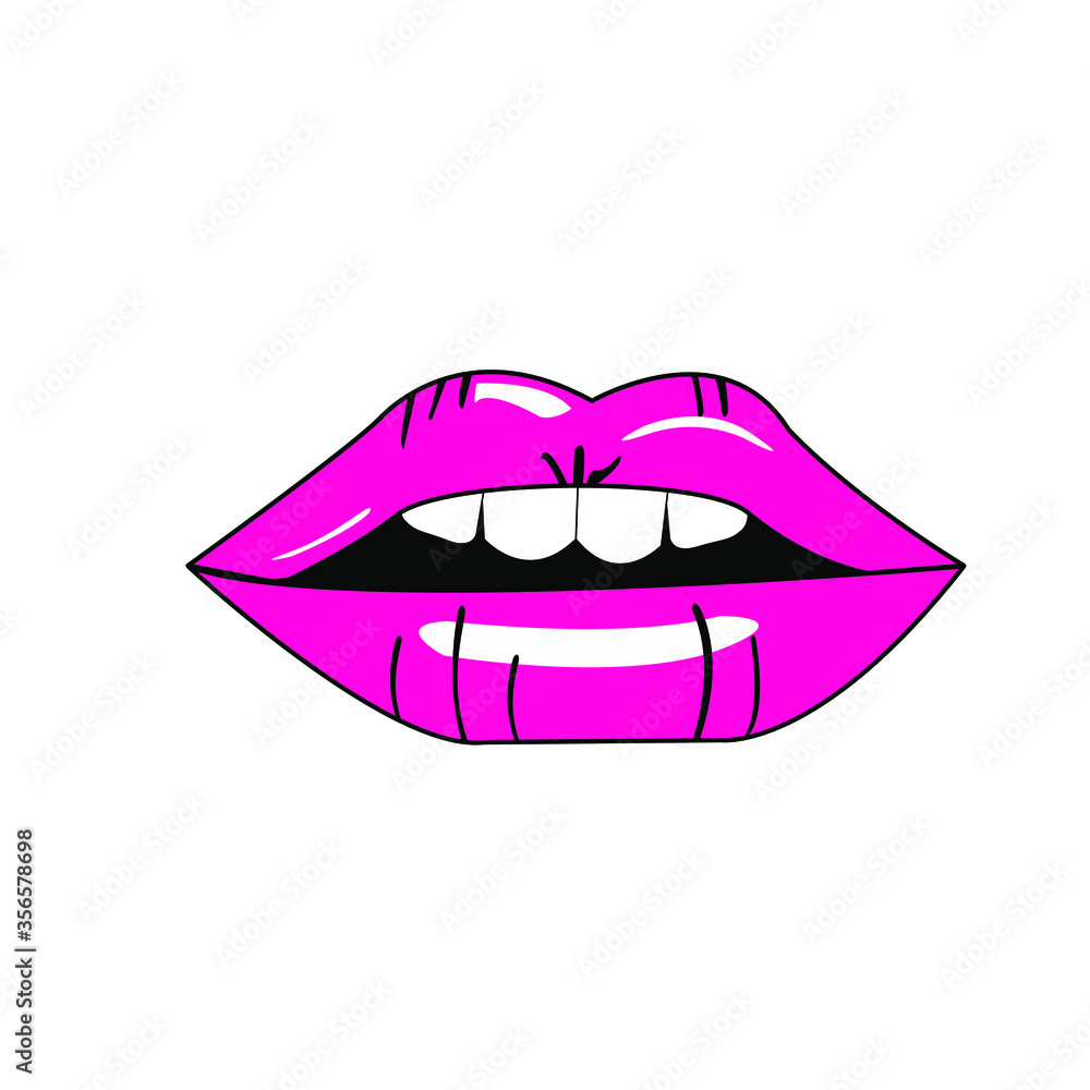 female lips, drawing, vector, isolate, Sticker female lips, drawing, vector, isolate, Sticker