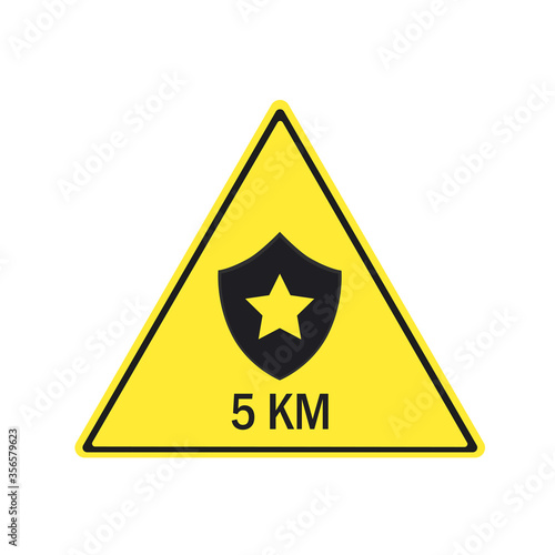 Road sign - Police station 5 km away