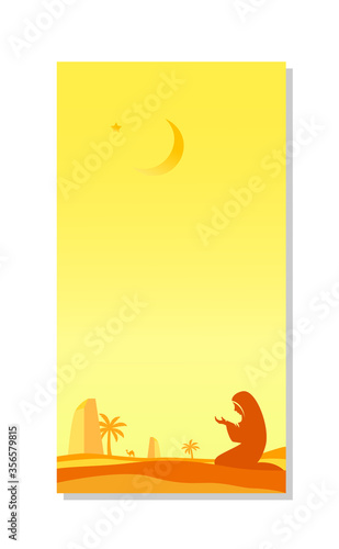 Greeting card - Arabian theme with veiled women - Islamic - Ramadan illustration