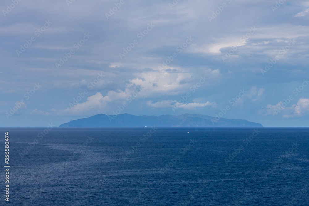 sailing in blue mediterranean sea