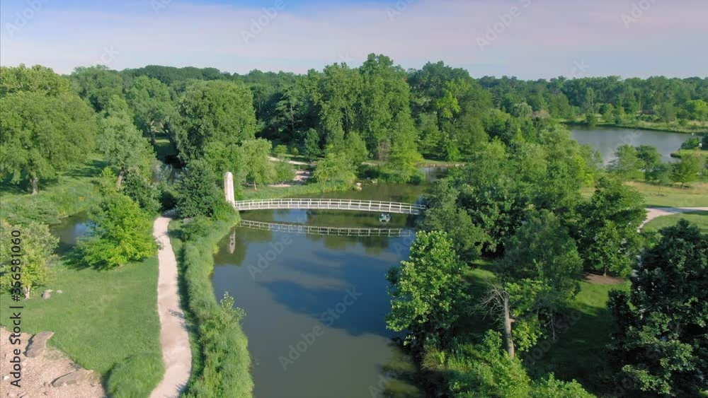 Aerial flying over St Louis Forest Park. Missouri, USA Aerial flying over St Louis Forest Park. Missouri, USA