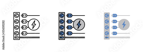 power strip icon isolated on white background for web design