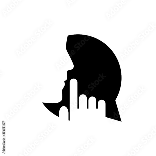 Keep quiet icon. Silent please sign isolated on white background photo