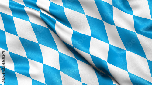 Flag of Bavaria waving in the wind. 3D illustration.