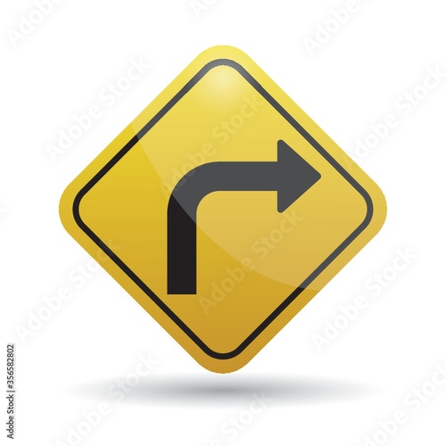 right turn warning sign