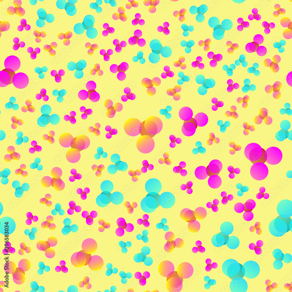Seamless Pattern of Stylized Colorful Balls in Pink and Yellow Style. Background for Design Solutions