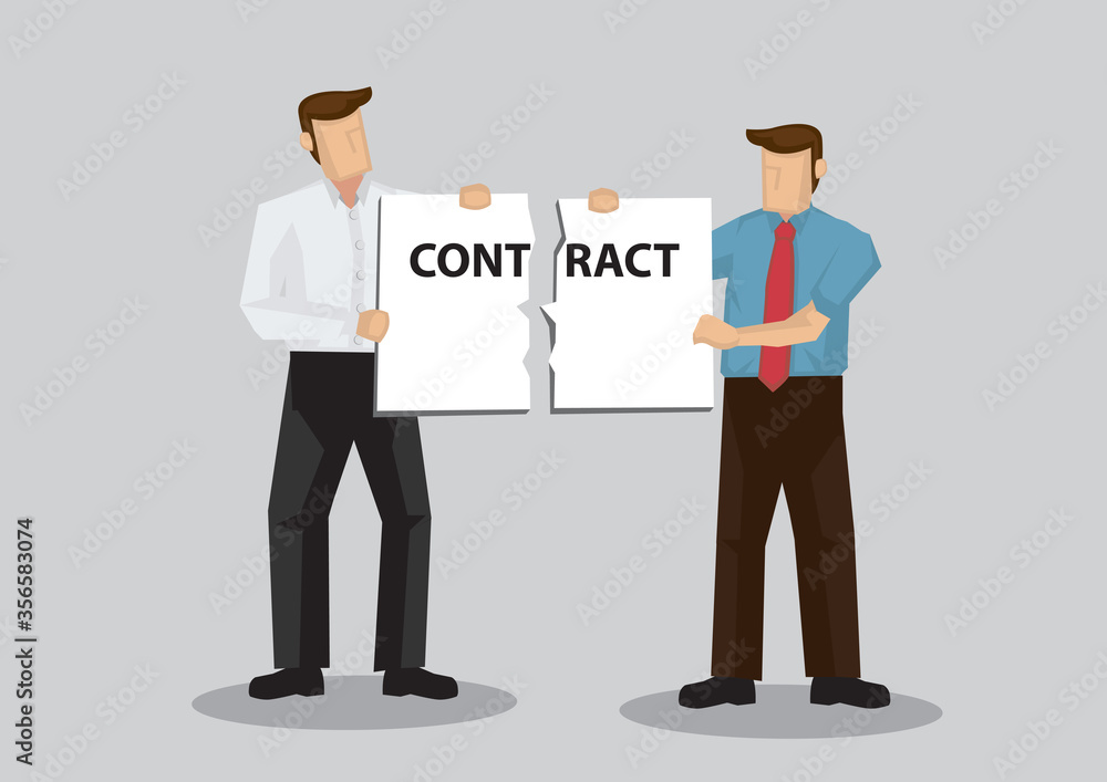 Break a Contract Metaphor Cartoon Vector Illustration Break a Contract Metaphor Cartoon Vector Illustration