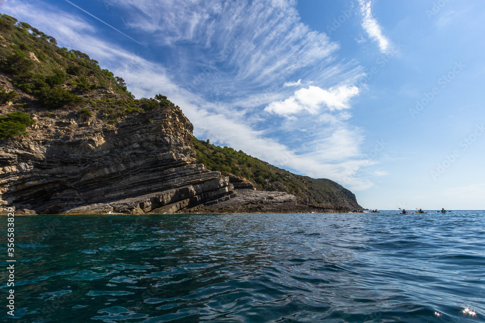 Fototapeta premium sea coast travel by sea kayaks