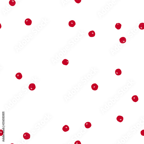 Hand drawn seamless pattern with berries. Print with rowan. Design element, graphic texture for fabric, textile industry, wrapping paper, home decor.