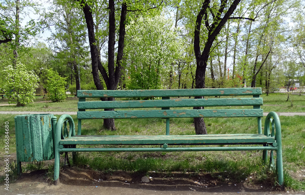 Old wooden bench in the Park Old wooden bench in the Park