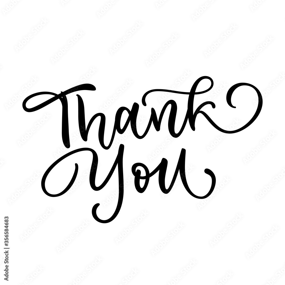 Thank you calligraphy lettering. Typography handwritten design element for banner, greeting cards. Vector illustration Thank you calligraphy lettering. Typography handwritten design element for banner, greeting cards. Vector illustration