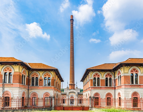 Crespi d'Adda, a northern Italian village in the province of Bergamo, Lombardy, a historic settlement and an outstanding example of the 19th and early 20th-century 