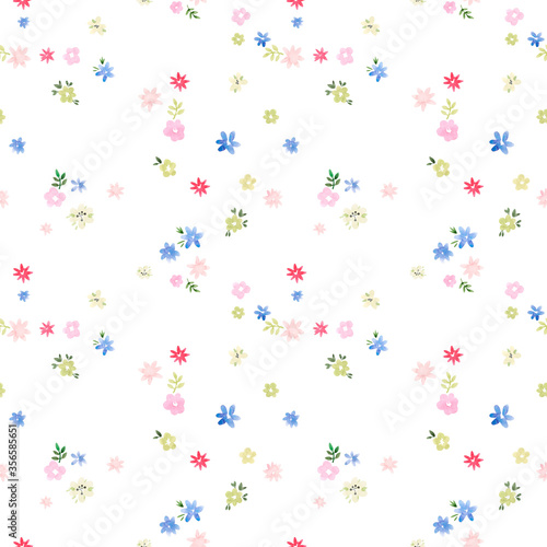 Beautiful seamless floral pattern with watercolor gentle summer colorful flowers. Stock illustration.