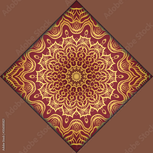 Template Greeting Card, Invitation With Space For Text. Mandala Design. Vector Illustration.