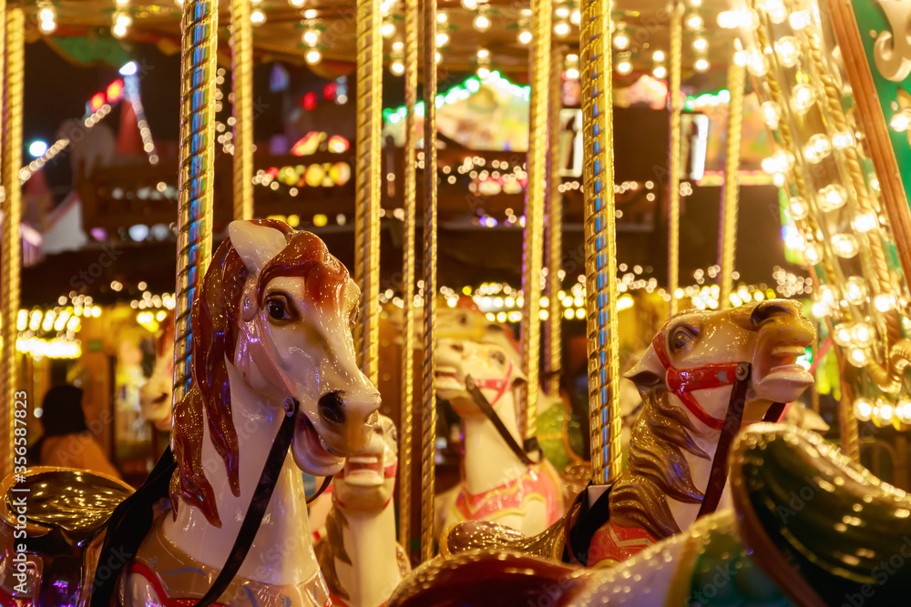 Merry-go-round in a Christmas fair, Winter Wonderland in London