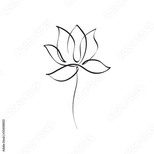 Hand drawn lotus flower line art illustration. Outline floral drawing. Water Lily vector design. Yoga concept