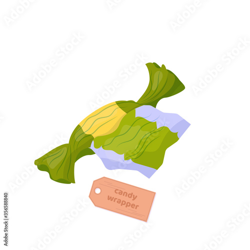 Candy wrapper. Vector cartoon flat illustration isolated on white.