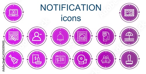Editable 14 notification icons for web and mobile