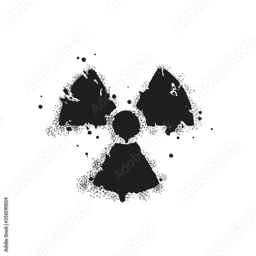 Vector graffiti Radioactive contamination symbol sprayed with leak in black over white. Design street art.