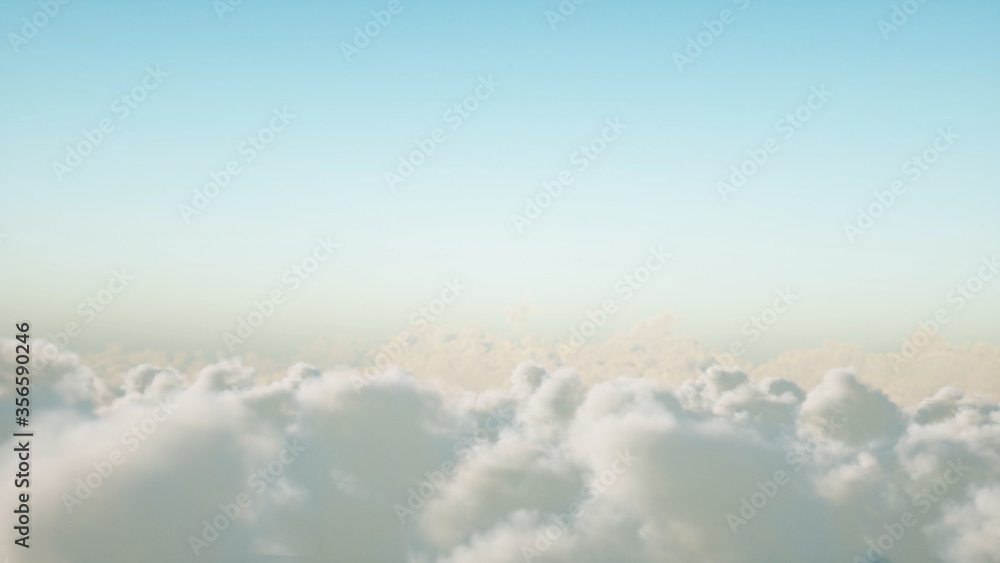 Flight over the clouds. 3d rendering. Flight over the clouds. 3d rendering.